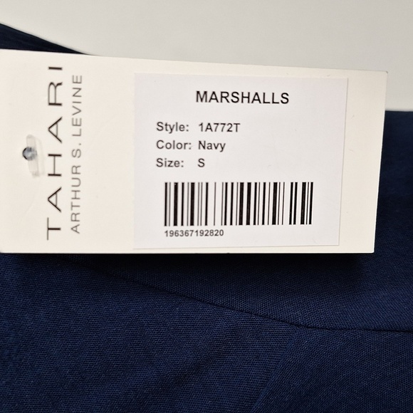 Tahari NEW Minimalist Navy Blue Babydoll V-Neck Lagenlook Cocktail Maxi Dress S - Picture 12 of 13
